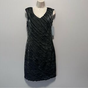 London Times Charcoal Shimmer Shutter Pleat Cocktail Dress Size 6 NWT!